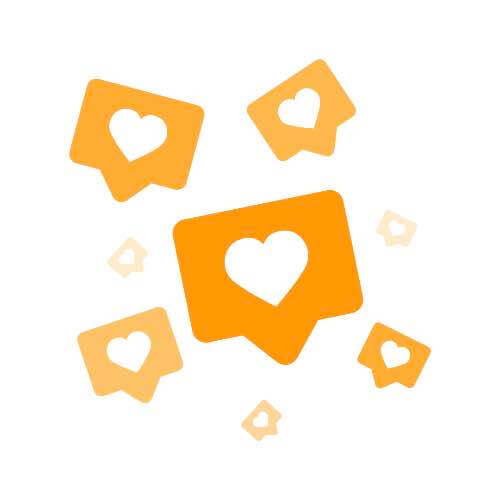Orange social media heart icons