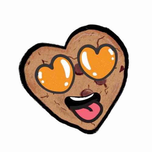 Heart cookie with orange heart eyes